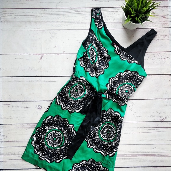 Yoana Baraschi Dresses & Skirts - YOANA BARASCHI Green Print Asymmetric Silk Dress 4